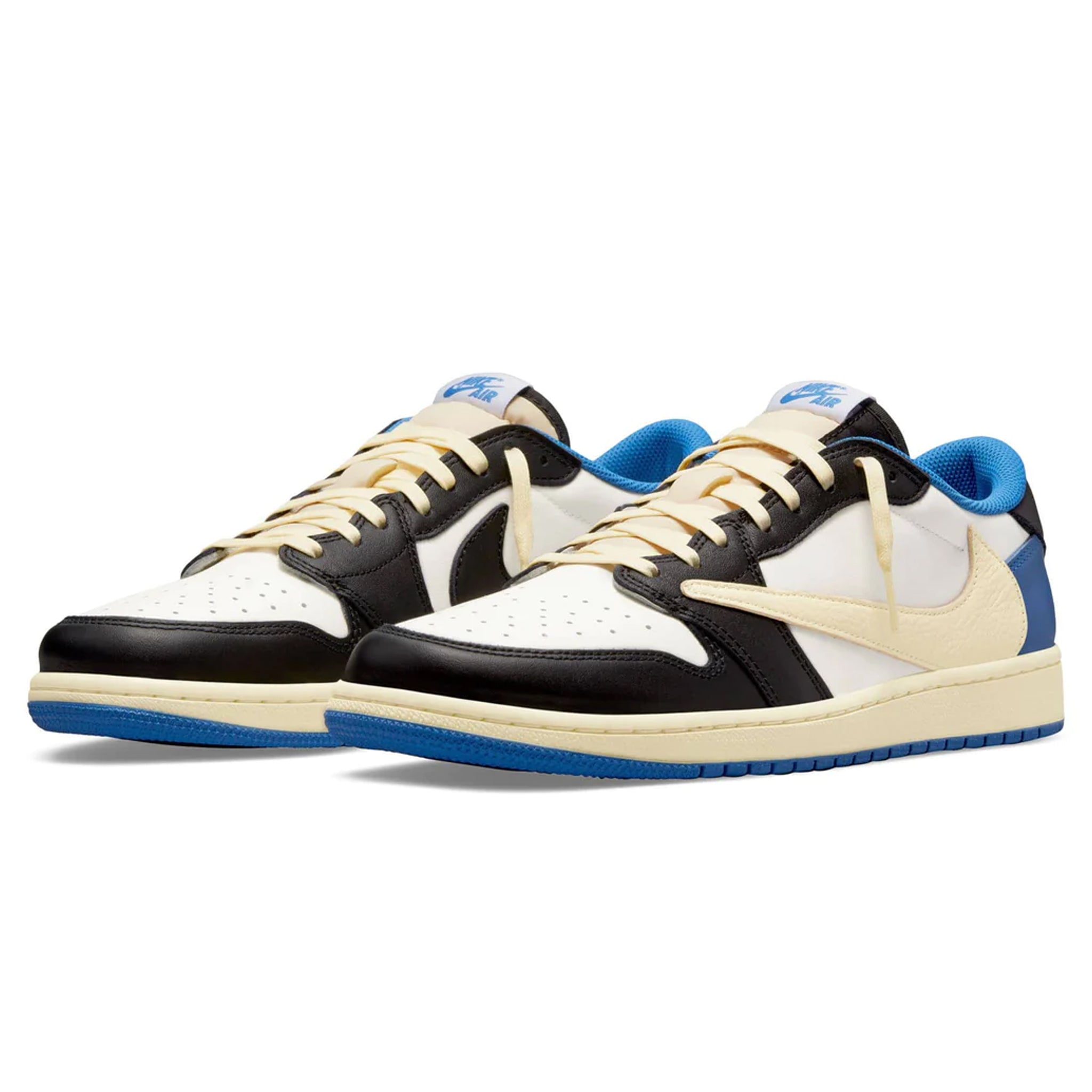 Front side view of Travis Scott x Air Jordan 1 Low OG SP Fragment Design DM7866-140